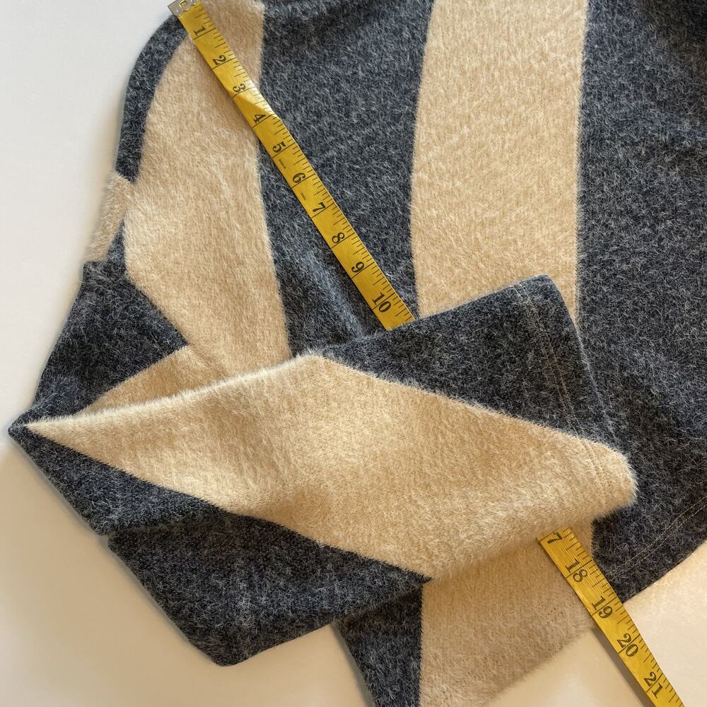 Anthropologie Diagonal Stripe Fuzzy Sweater in Beige and Charcoal - Picture 9 of 10